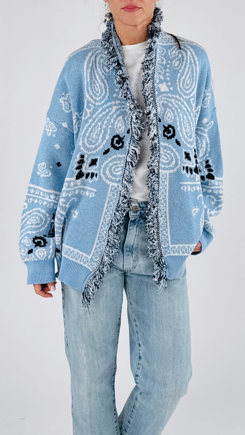 Cardigan jacquard cachemire T.
