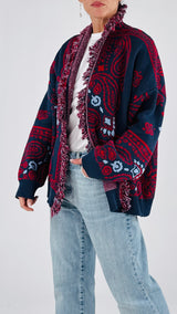 Cardigan jacquard cachemire T.