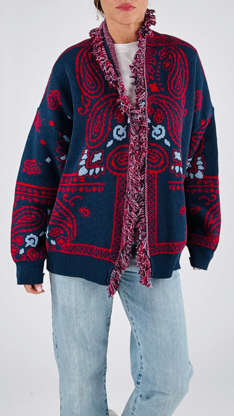 Cardigan jacquard cachemire T.