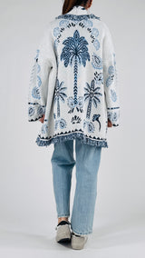 Cardigan jacquard frange lungo T.