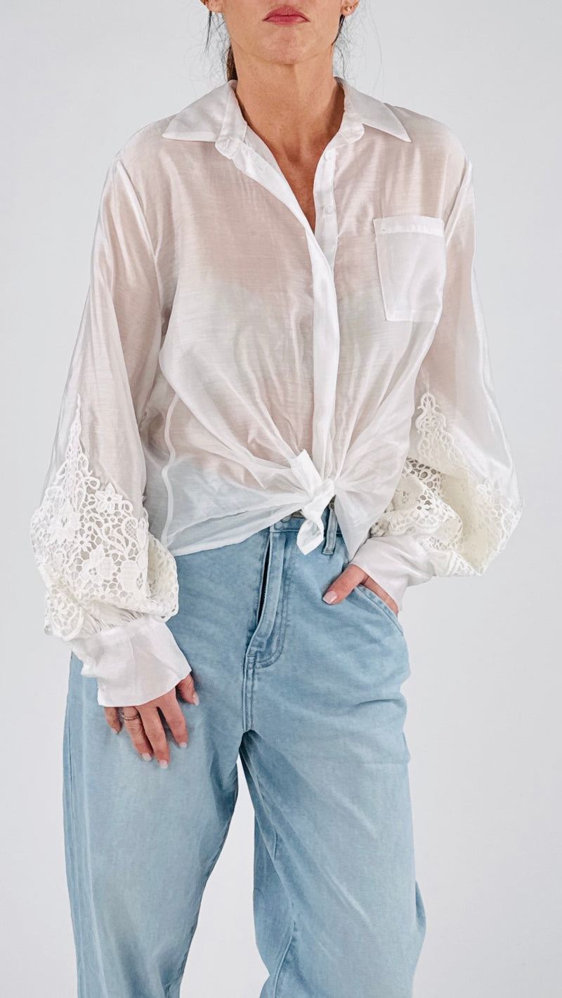 Camicia organza macramè T.
