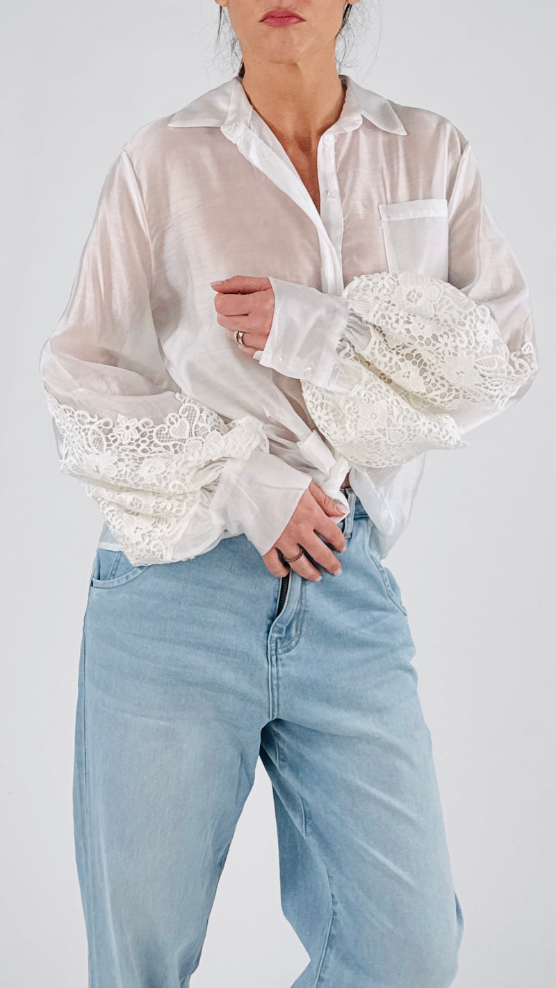 Camicia organza macramè T.