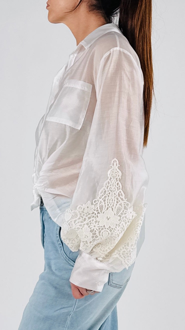 Camicia organza macramè T.