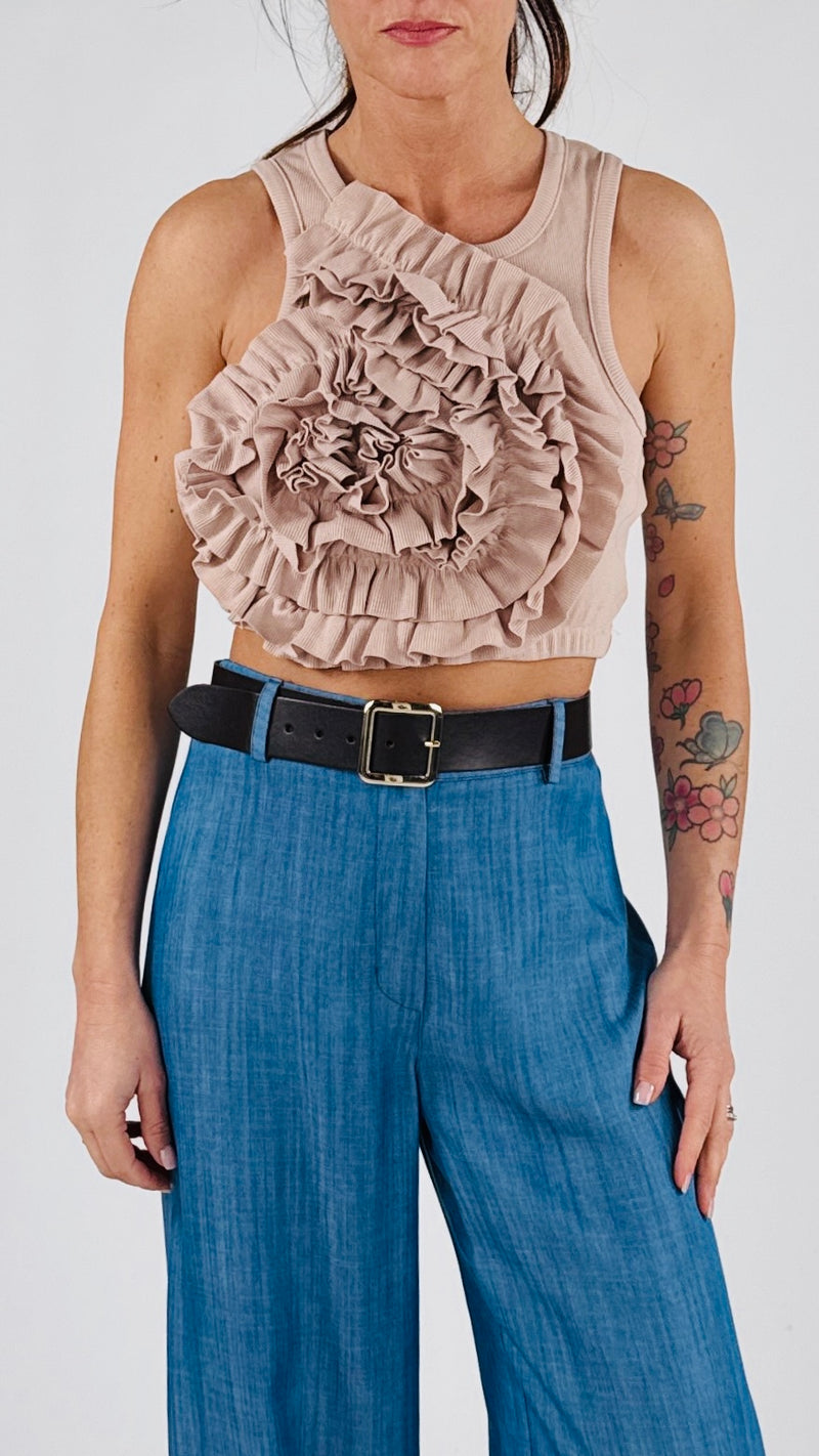 Crop top costina rouches H.