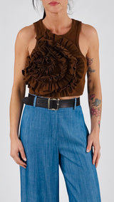 Crop top costina rouches H.