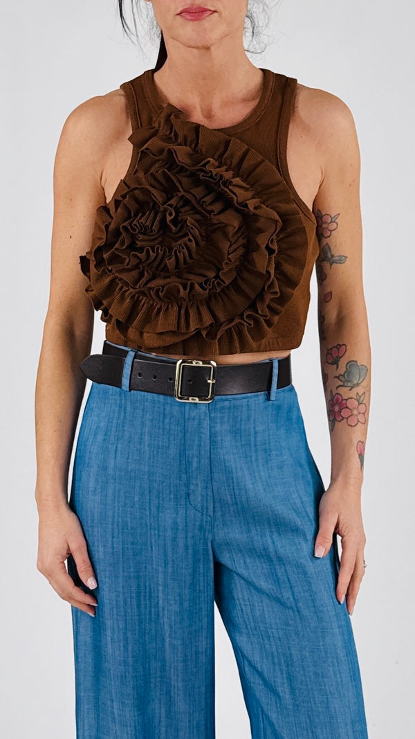 Crop top costina rouches H.