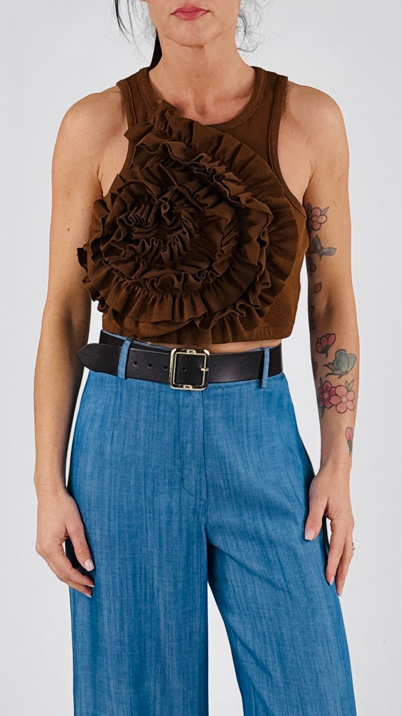 Crop top costina rouches H.