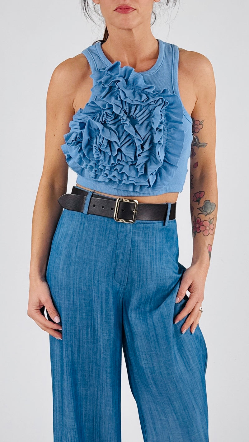 Crop top costina rouches H.