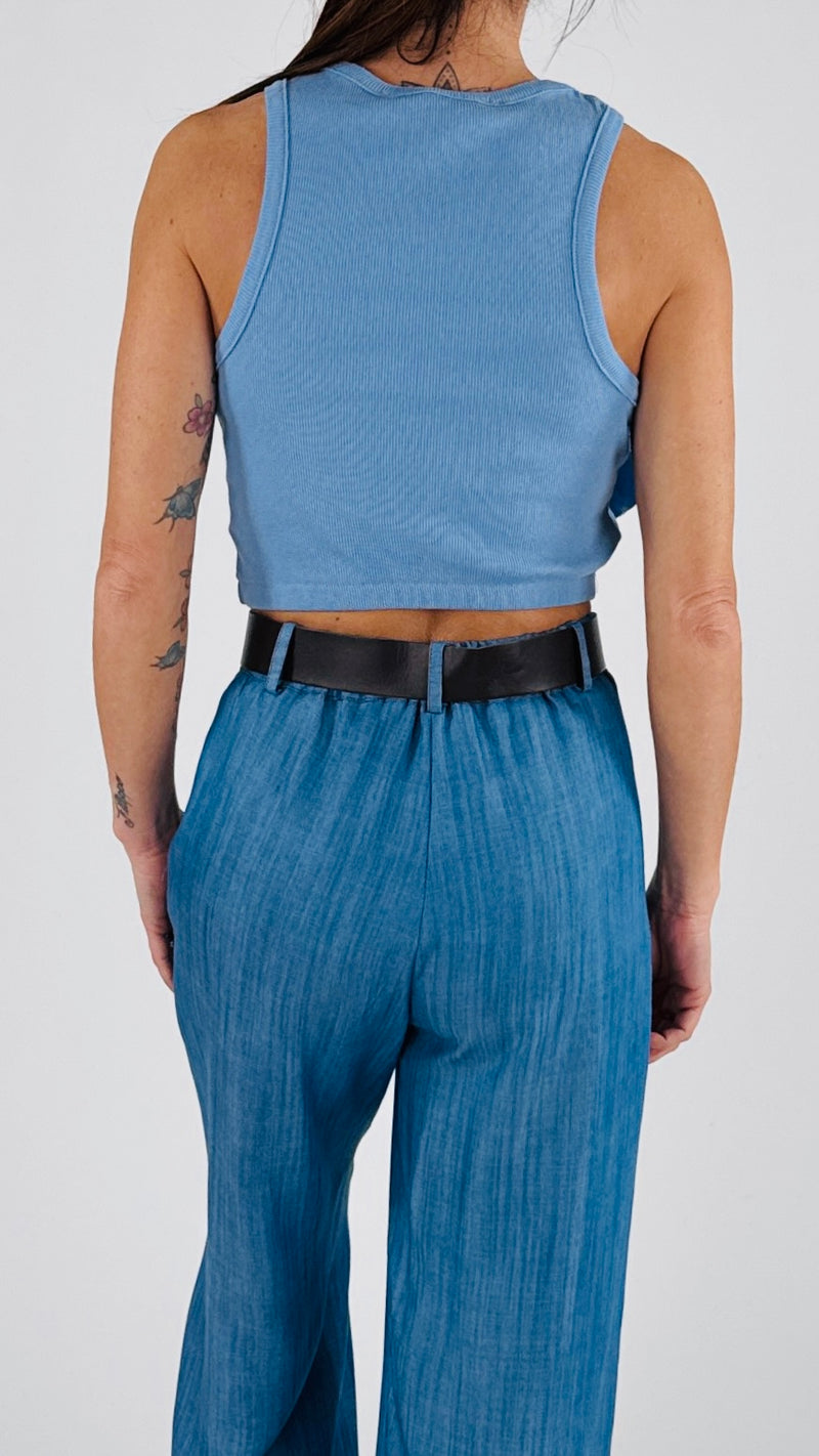 Crop top costina rouches H.