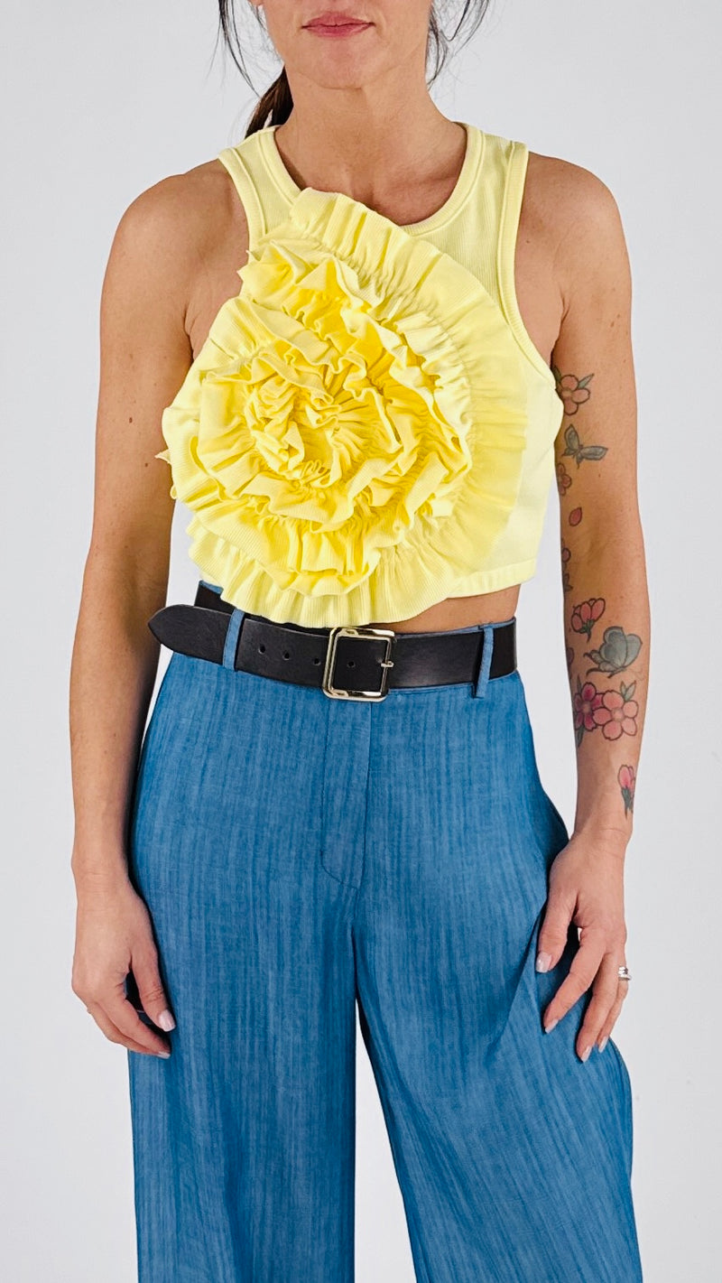 Crop top costina rouches H.