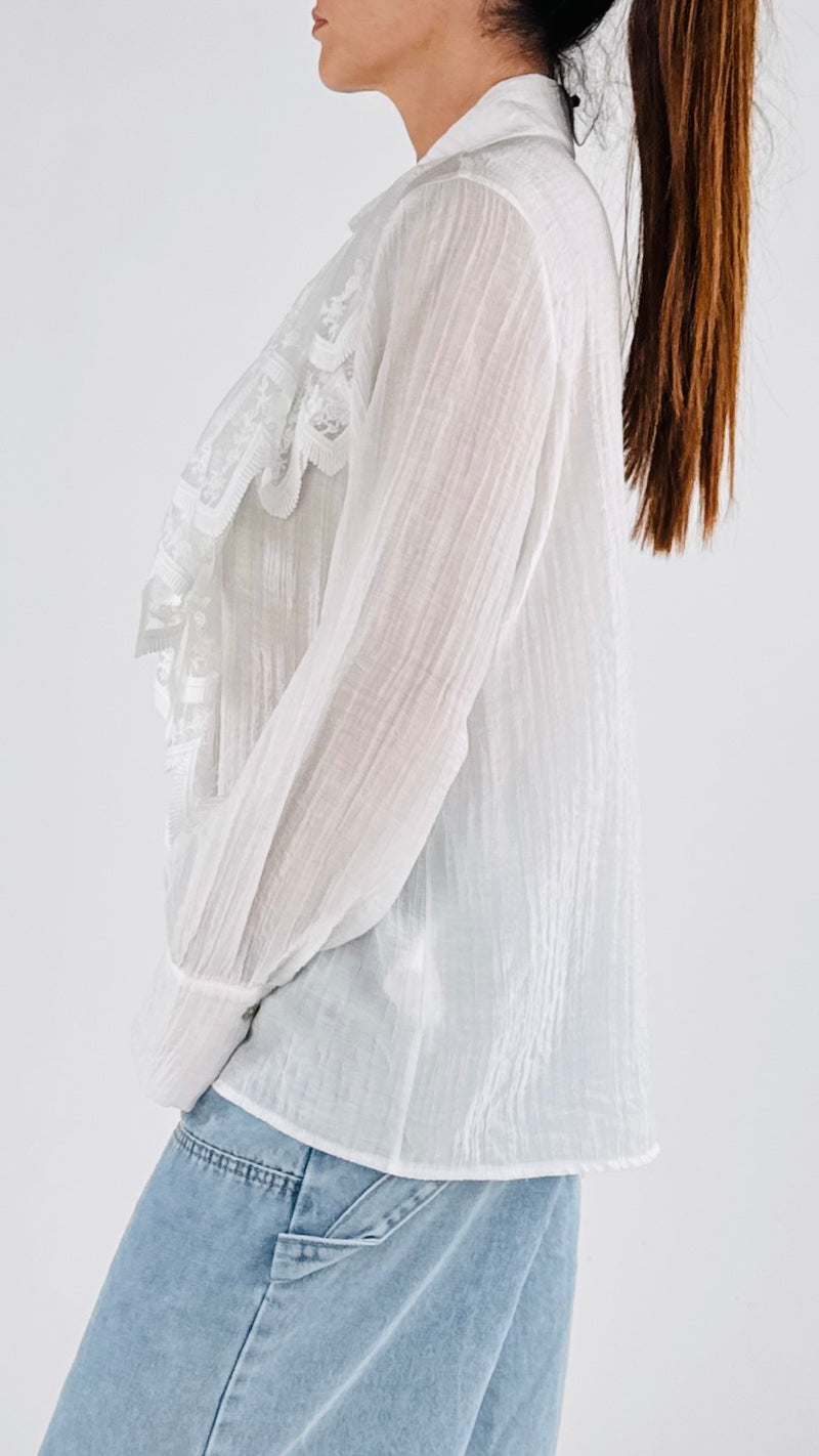 Camicia stropicciata rouches pizzo H.