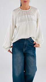 Camicia girocollo raso operato
