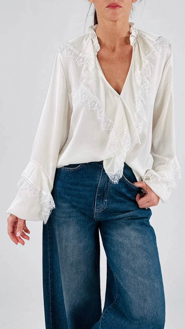 Camicia raso jabot