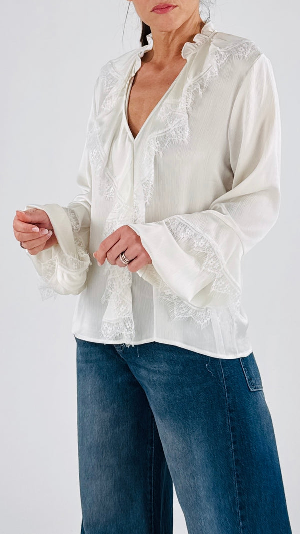 Camicia raso jabot