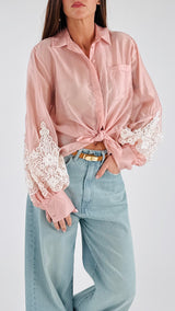 Camicia organza macramè T.