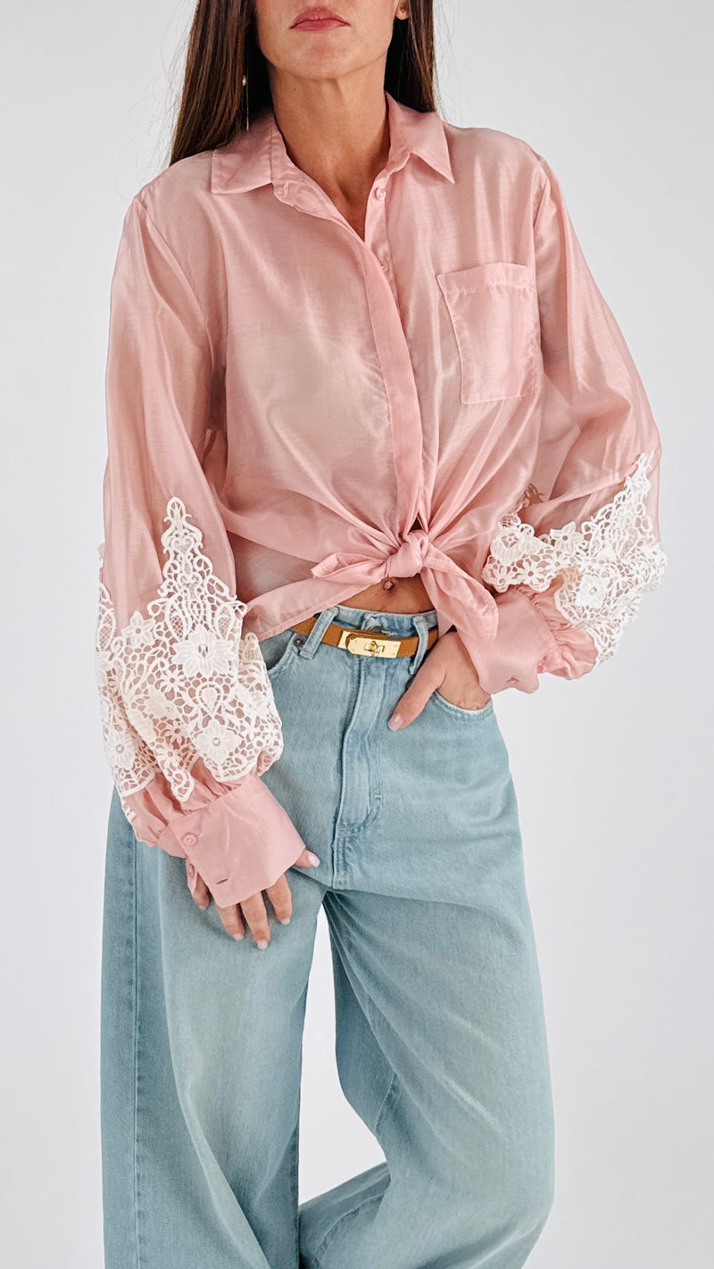 Camicia organza macramè T.