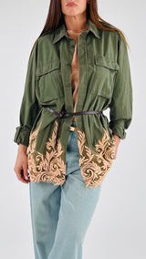 Camicia militare ricami perline T.