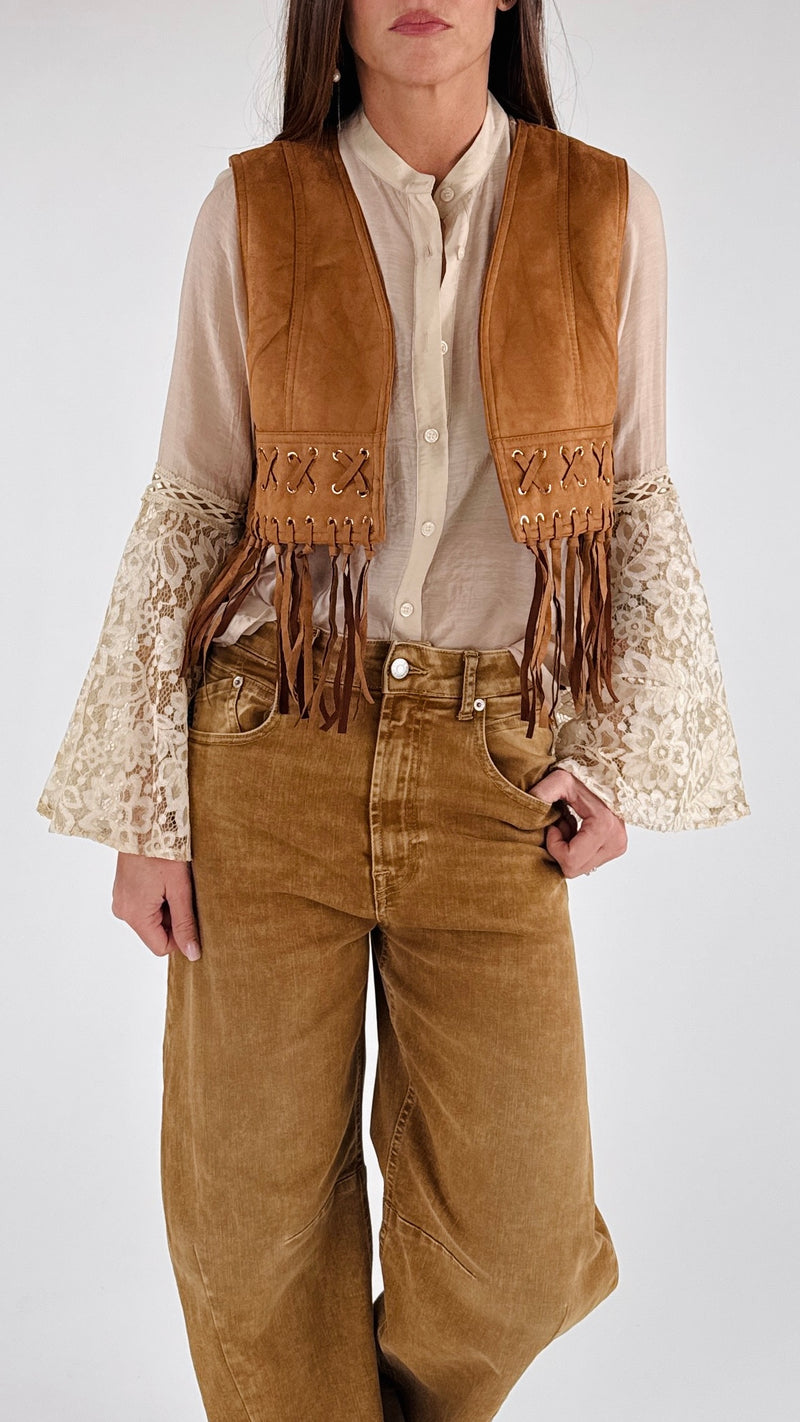 Gilet ecodainetto frange H.