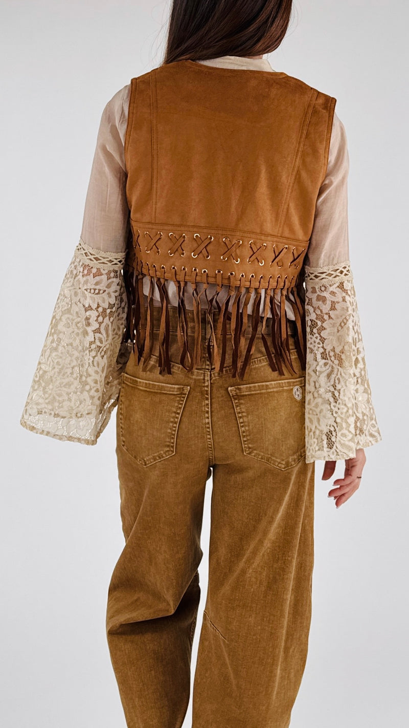 Gilet ecodainetto frange H.