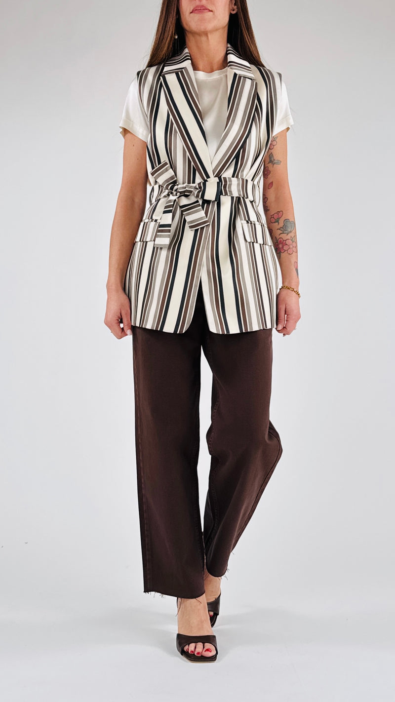 Gilet taffetas righe T.