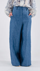 Pantalone palazzo lino denim T.