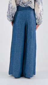 Pantalone palazzo lino denim T.