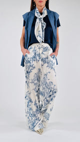 Pantalone raso jungle blu T.