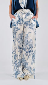 Pantalone raso jungle blu T.