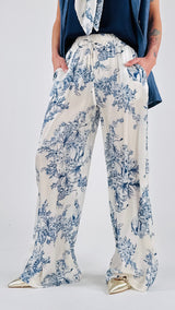 Pantalone raso jungle blu T.