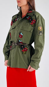 Camicia vintage ricami fiori strass T.