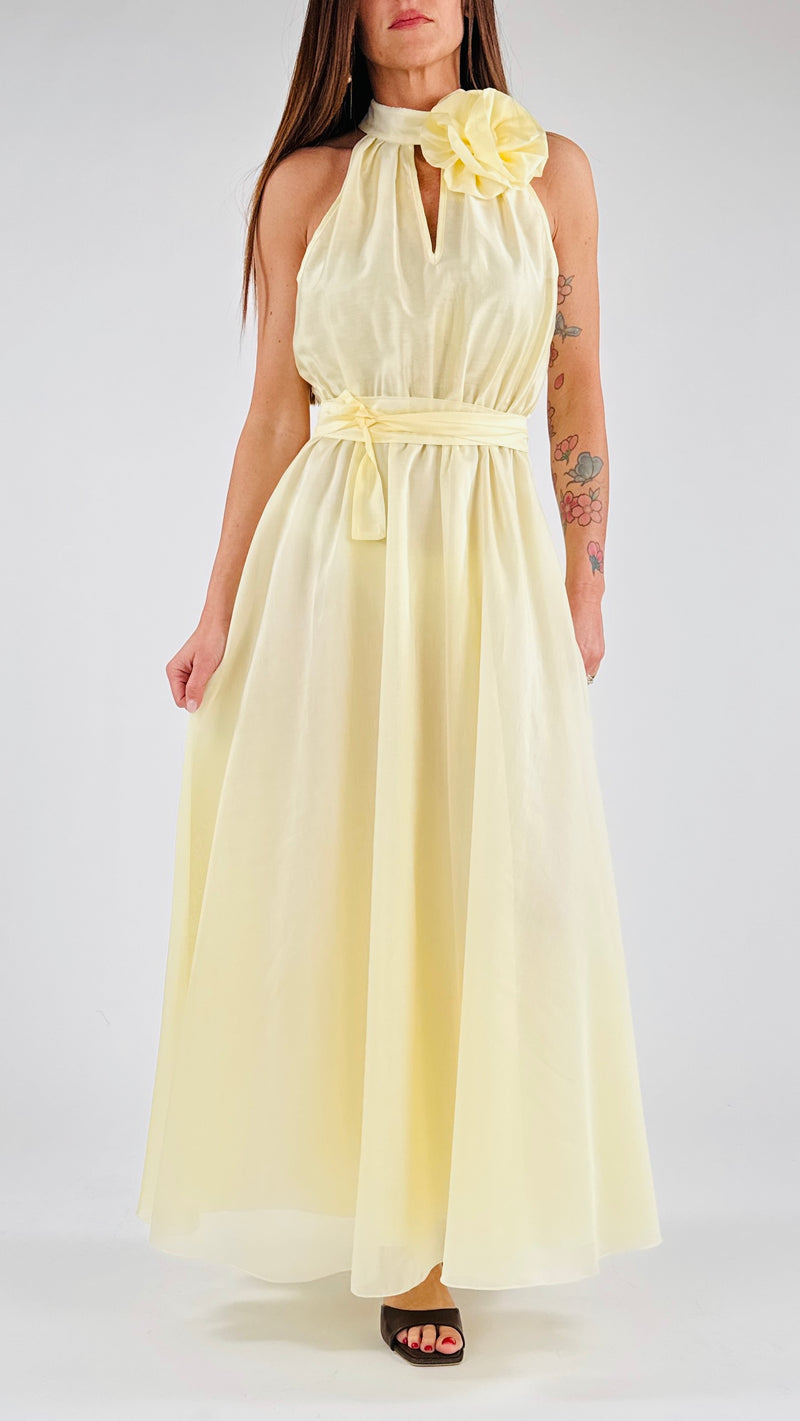 Abito organza spilla fiore T.