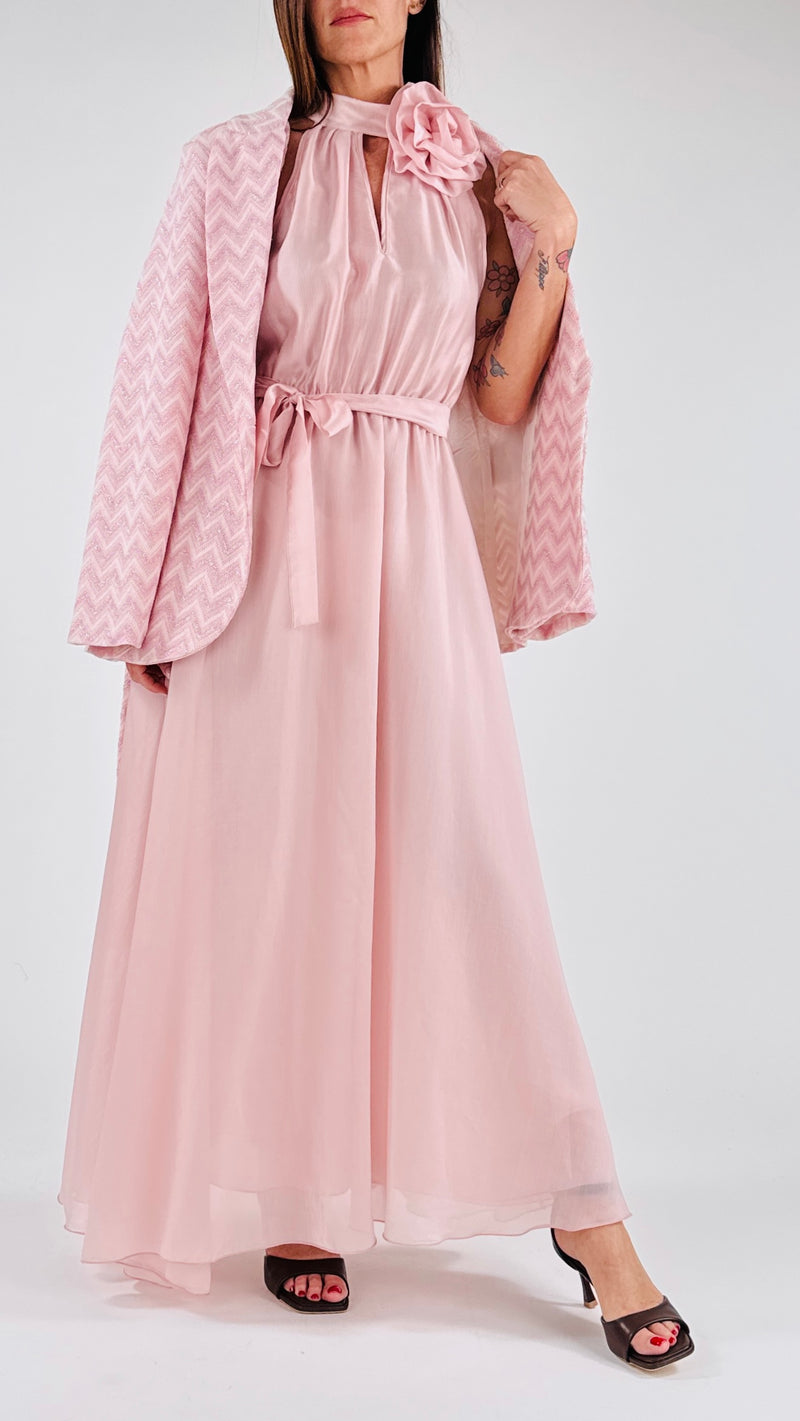 Abito organza spilla fiore T.