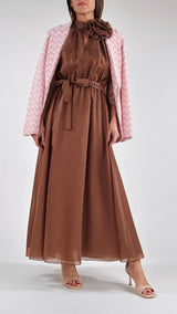 Abito organza spilla fiore T.