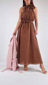 Abito organza spilla fiore T.