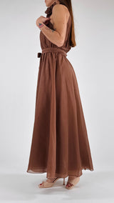 Abito organza spilla fiore T.