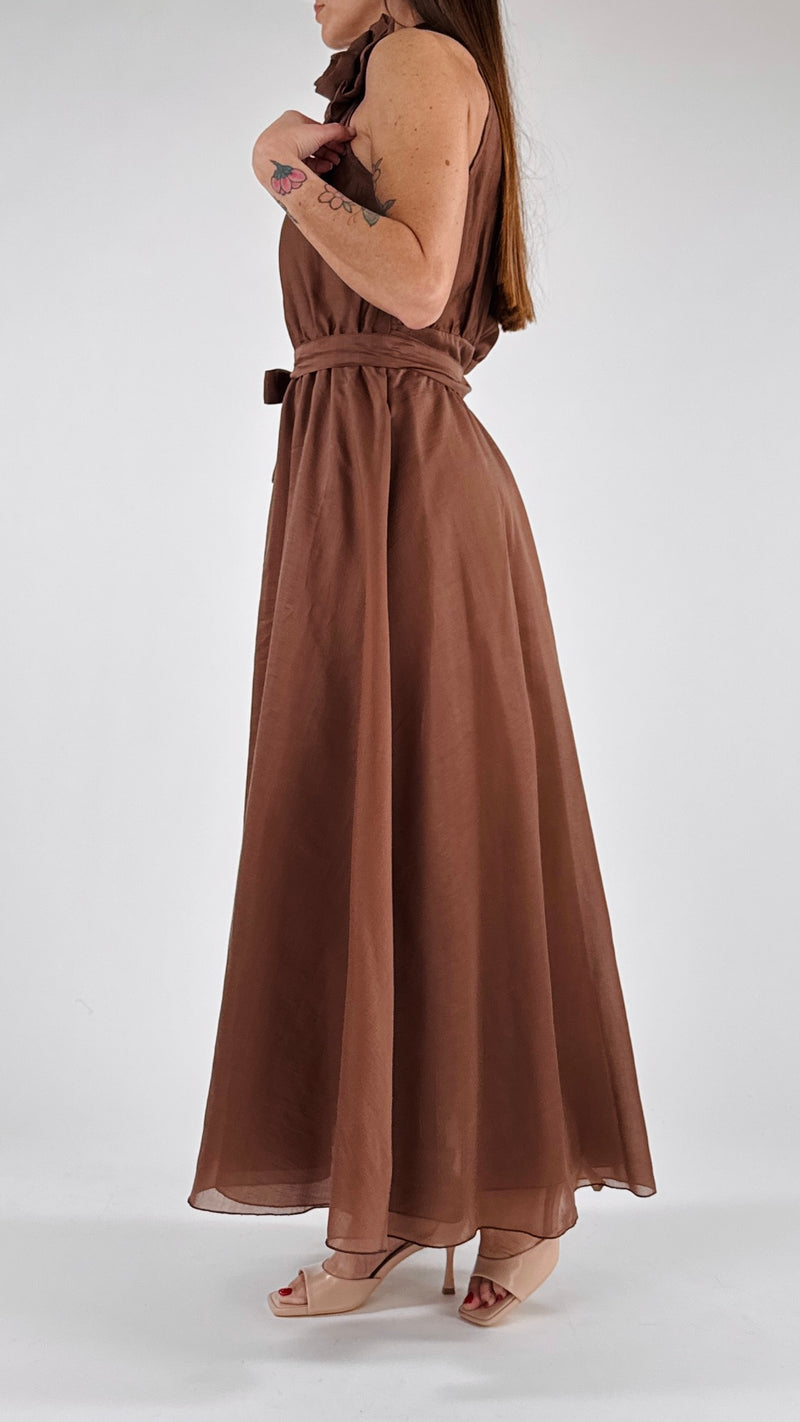Abito organza spilla fiore T.