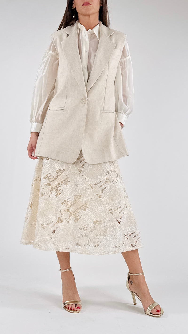 Gilet schiena macramè T.