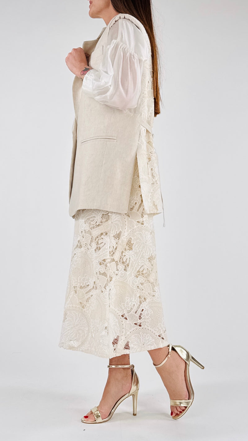 Gilet schiena macramè T.