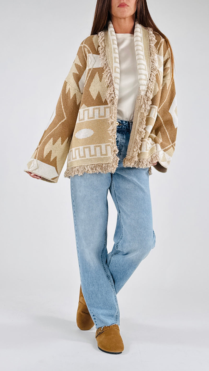 Cardigan rombi+frange T.