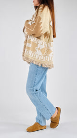 Cardigan rombi+frange T.