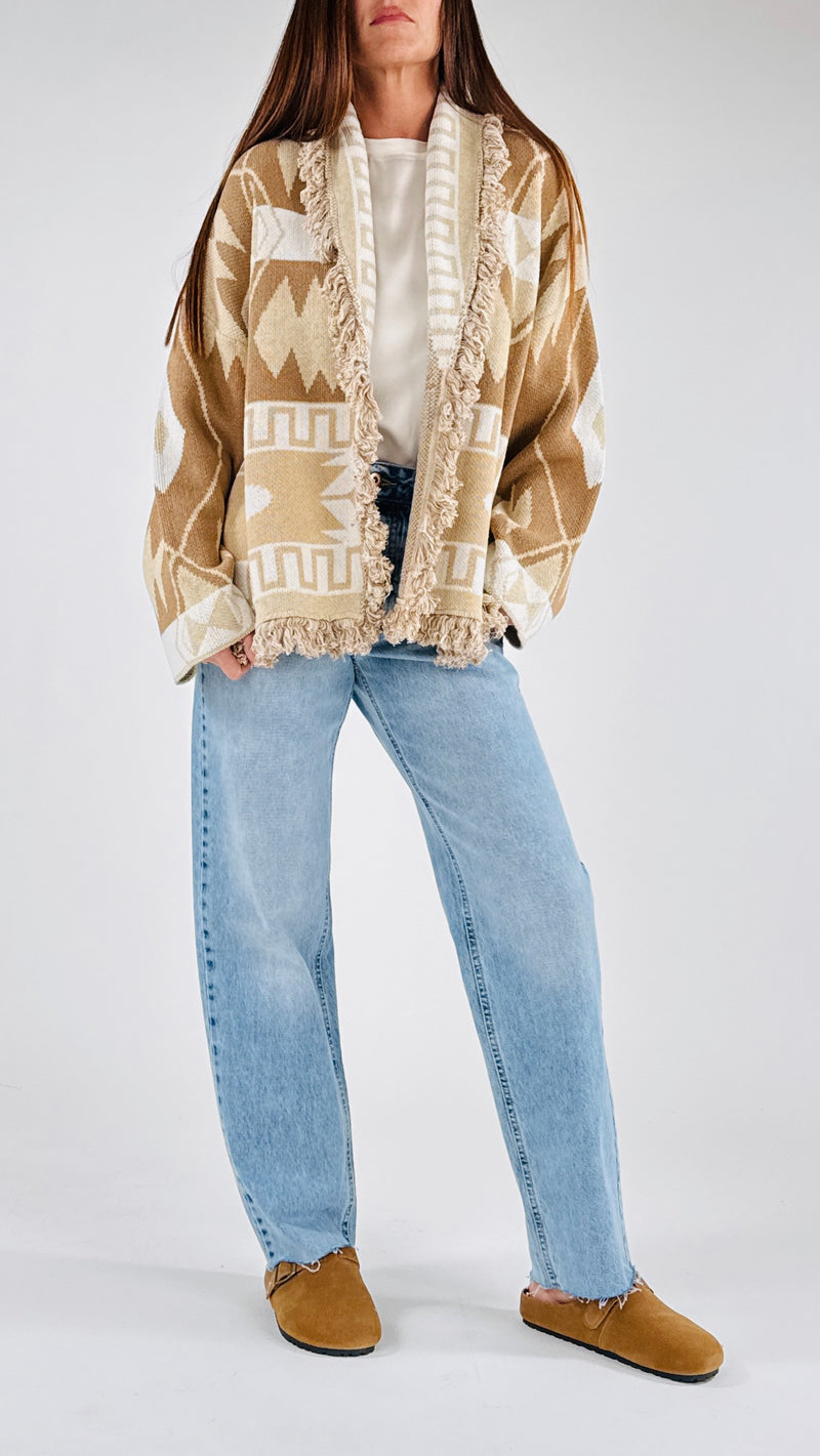 Cardigan rombi+frange T.