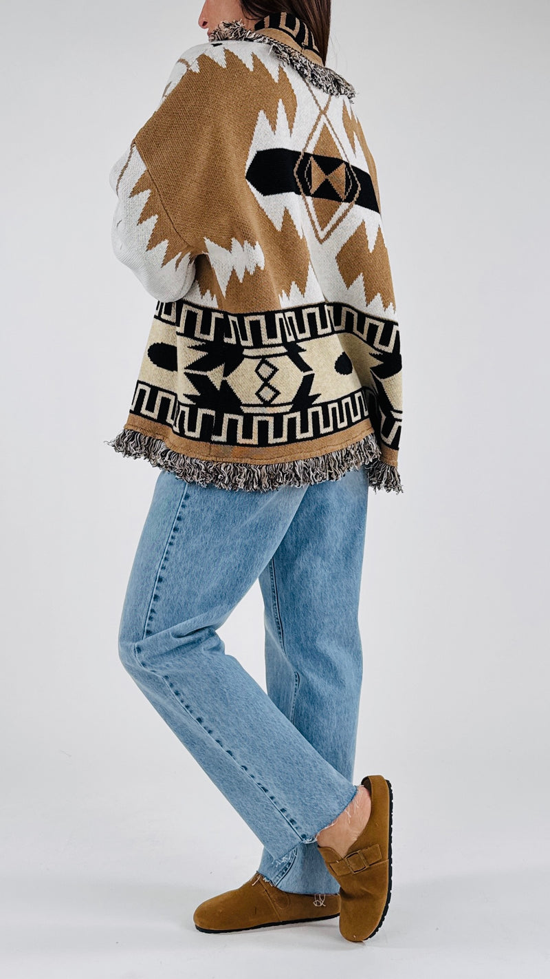 Cardigan rombi+frange T.