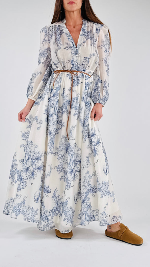 Abito organza jungle blu T.
