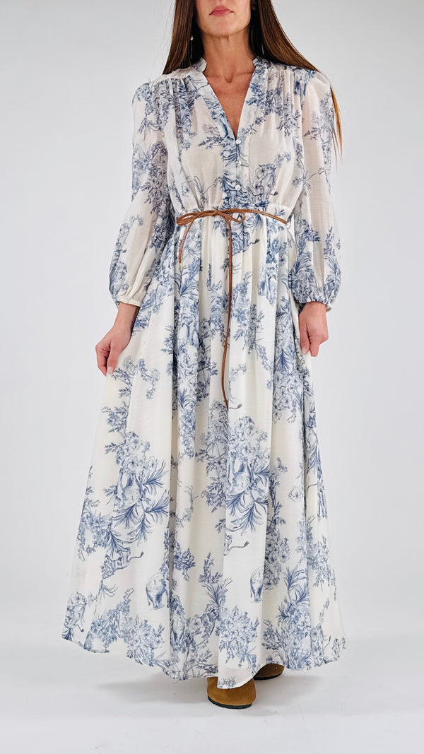 Abito organza jungle blu T.