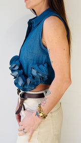Camicia crop chambray