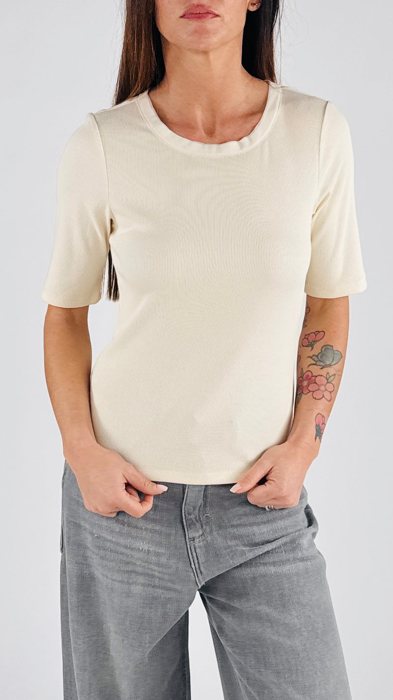 Maglia costina bordino tulle You