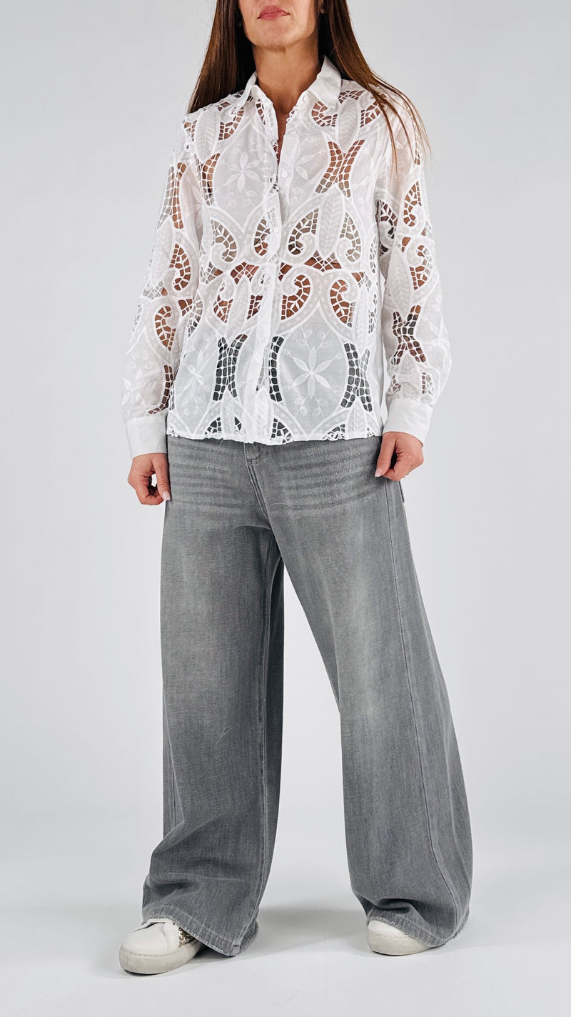 Camicia intarsi+ricami H.