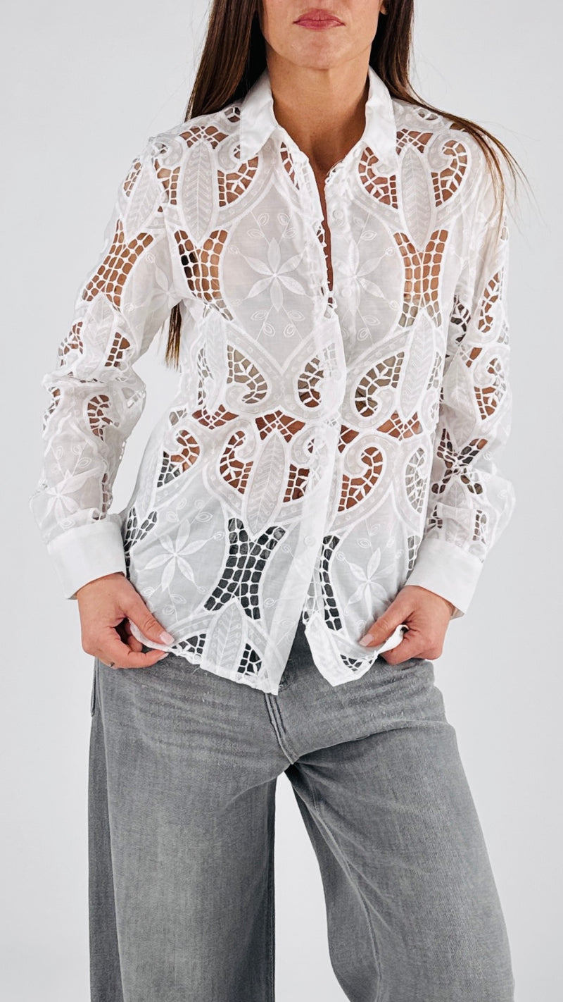 Camicia intarsi+ricami H.