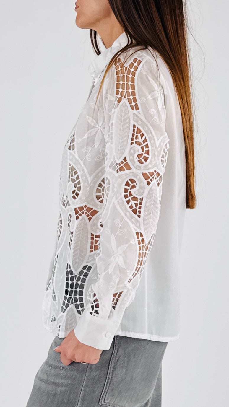 Camicia intarsi+ricami H.