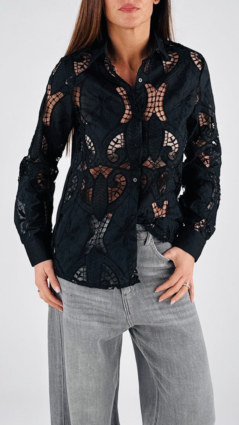 Camicia intarsi+ricami H.